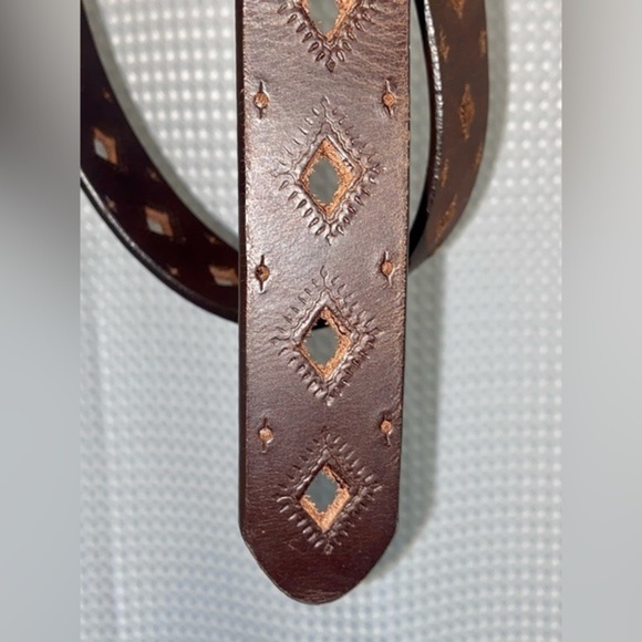 UNISEX dark walnut genuine quality Leather Belt fits 35’’ waist‎ or less size M - Picture 11 of 14